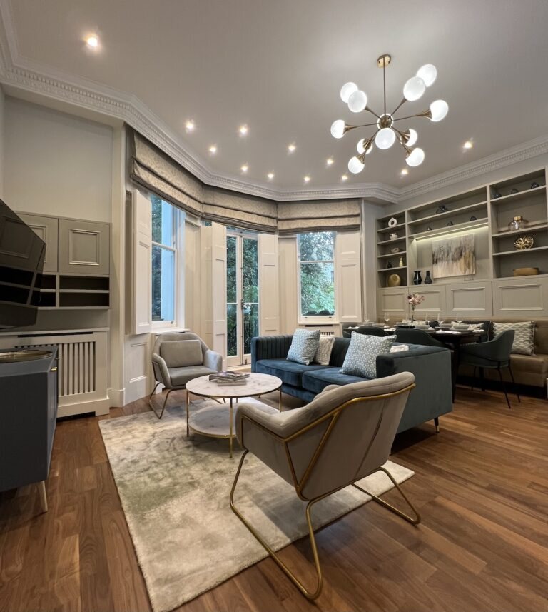 A bright, spotless living room cleaned by Time 2 Clean